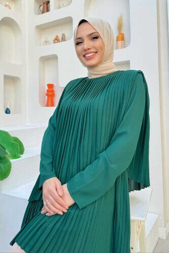Çapraz Görünüm Pilise Detay Tunik 2363 Zümrüt - 1