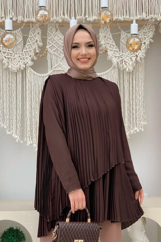 2363 Pleated Tunic Brown - 5