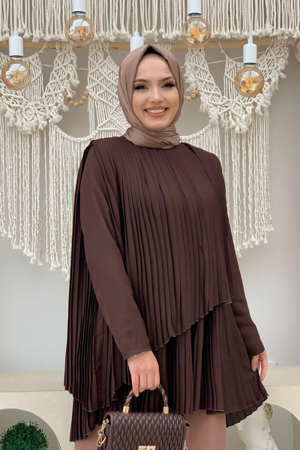 2363 Pleated Tunic Brown - 5