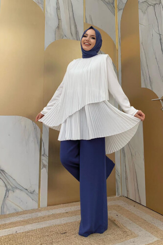 2363 Pleated Tunic Ecru - 6