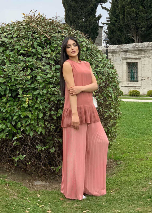 تنورة مطوي زيرو كم ملابس داخلية قصيرة 2637 روز جاف - 2