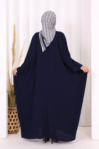 Şeritli Yandan Yırtmaç Detay Uzun Tunik 2742 Lacivert - 4