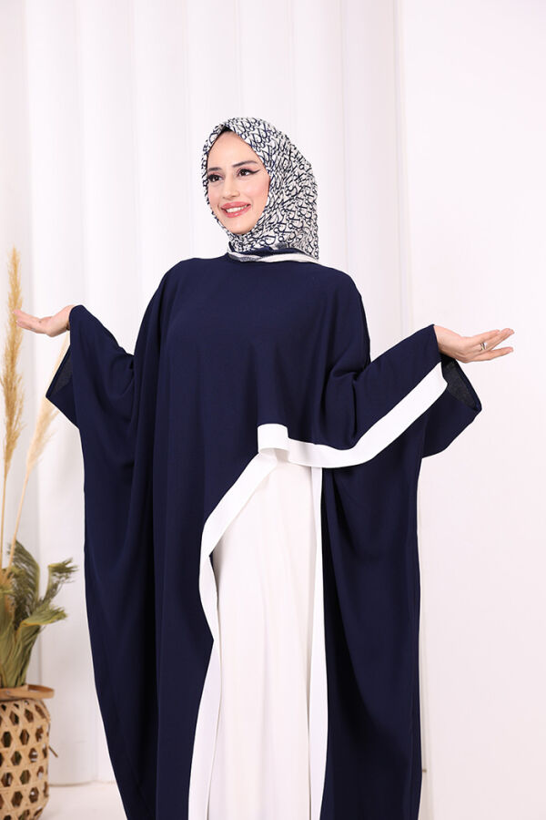 Şeritli Yandan Yırtmaç Detay Uzun Tunik 2742 Lacivert - 5