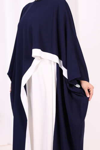 Şeritli Yandan Yırtmaç Detay Uzun Tunik 2742 Lacivert - 6