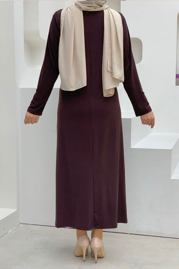 3202-1 فستان ساندي مقاس كبير بني - 4