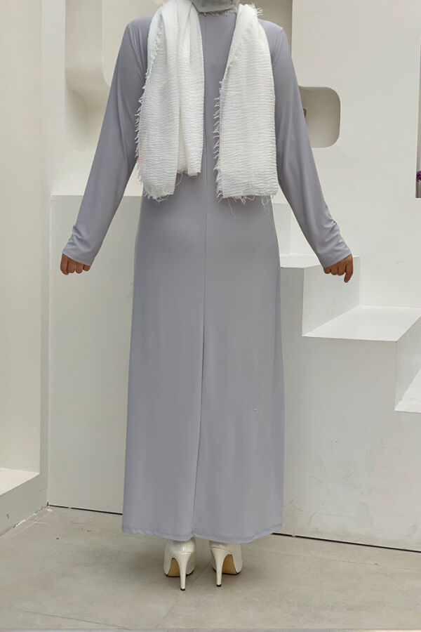 3202-1 فستان ساندي مقاس كبير رمادي - 4