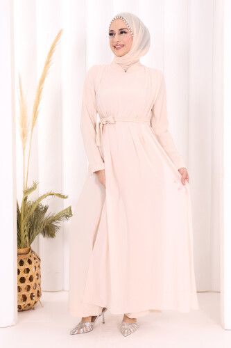 Şifon Pelerin Detay Bel Kuşaklı Tulum 3330 Taş