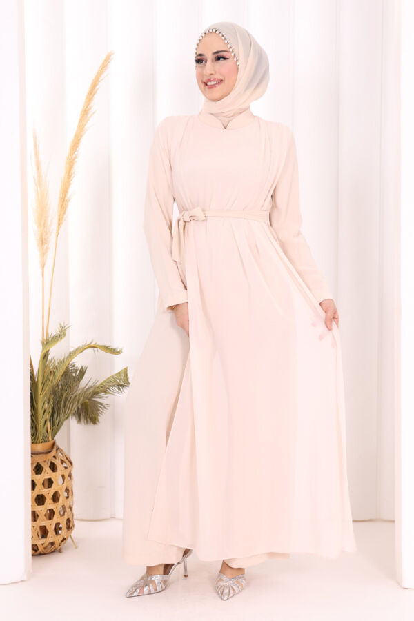 Şifon Pelerin Detay Bel Kuşaklı Tulum 3330 Taş - 1