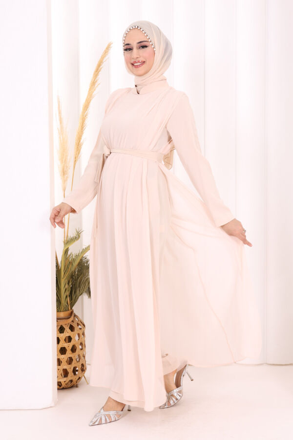 Şifon Pelerin Detay Bel Kuşaklı Tulum 3330 Taş - 3