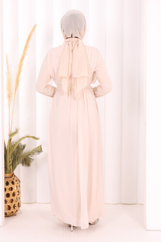 Şifon Pelerin Detay Bel Kuşaklı Tulum 3330 Taş - 4