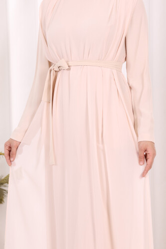 Şifon Pelerin Detay Bel Kuşaklı Tulum 3330 Taş - 6