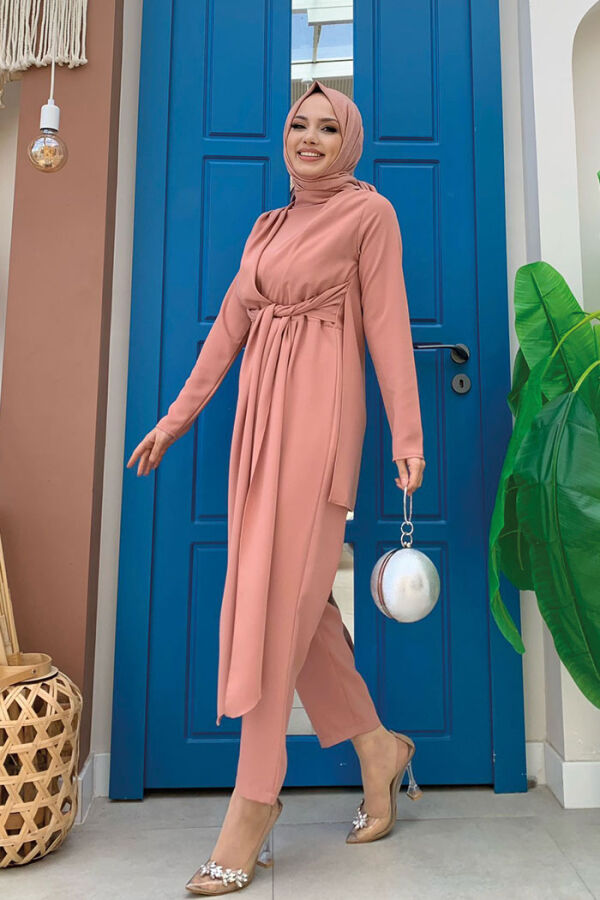 Bel Bağlama Detaylı Yarım Boğaz Detay Tulum 3672 Somon - 7