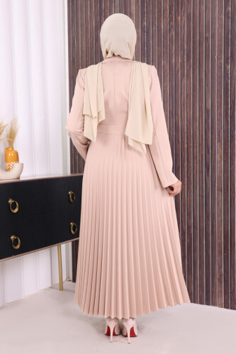 Ceket Görünümlü Eteği Piliseli Elbise 3700 Taş - 3