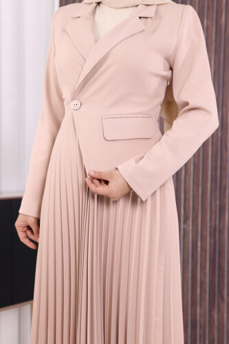 Ceket Görünümlü Eteği Piliseli Elbise 3700 Taş - 5