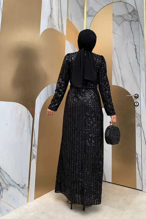 Pencil Modell Taillengürtel Zubehör Pailletten Abendkleid 3706 Schwarz - 3