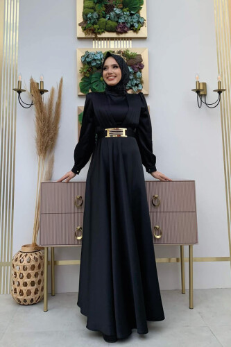 Brustteil, Lagenstreifen, Taillengürtel, Accessoire, Abendkleid 3792, Schwarz - 5