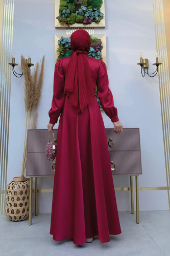Brustteil, Lagenstreifen, Taillengürtel, Accessoire, Abendkleid 3792 Weinrot - 7