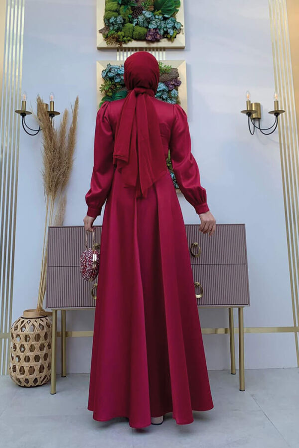 Brustteil, Lagenstreifen, Taillengürtel, Accessoire, Abendkleid 3792 Weinrot - 7