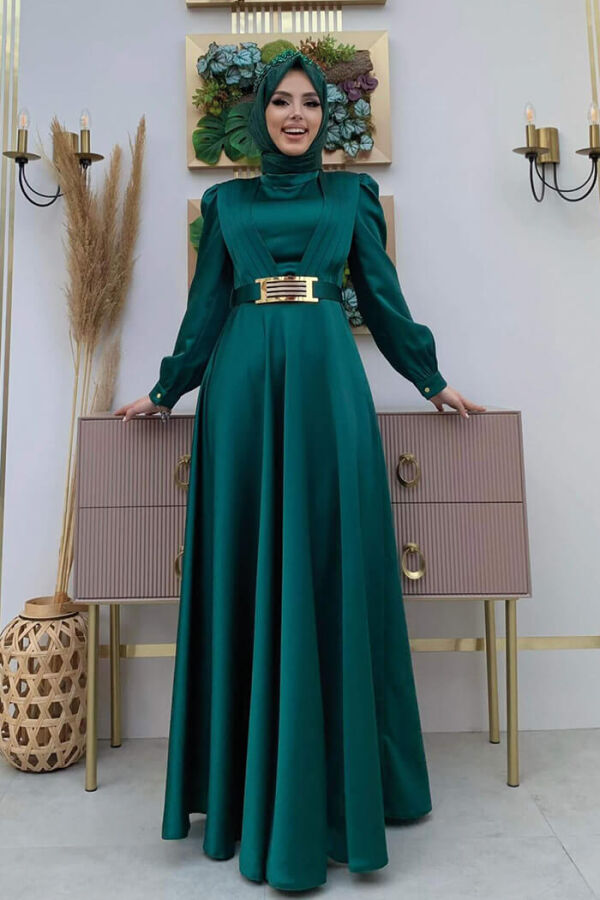 Brustteil, Lagenstreifen, Taillengürtel, Accessoire, Abendkleid 3792 Smaragd - 5