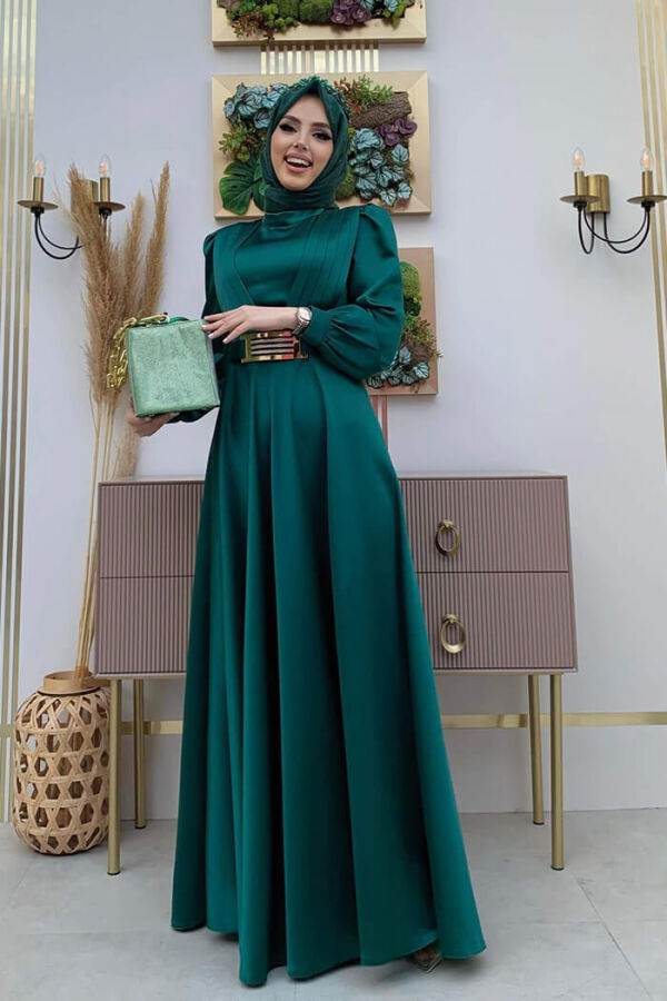 Brustteil, Lagenstreifen, Taillengürtel, Accessoire, Abendkleid 3792 Smaragd - 7