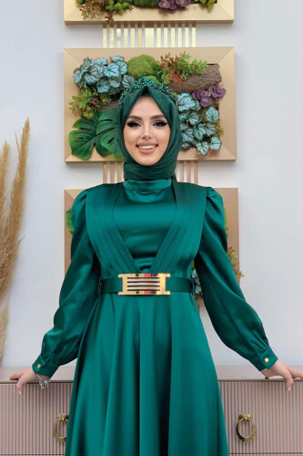 Brustteil, Lagenstreifen, Taillengürtel, Accessoire, Abendkleid 3792 Smaragd - 8