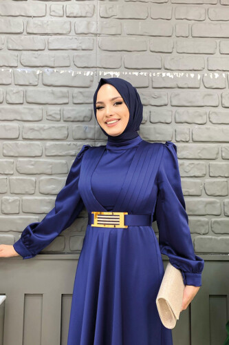 Brustteil, Lagenstreifen, Taillengürtel, Accessoire, Abendkleid 3792, Marineblau - 8