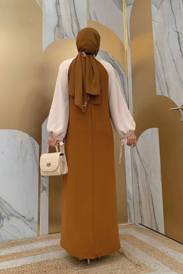 Платье Two-Color Piece Detail Balloon-Look 3799 Тан - 7