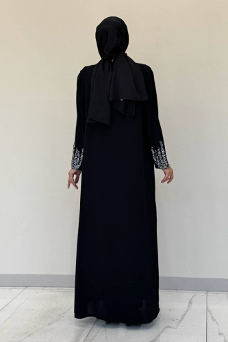 Stone Embroidered Detailed Vest Dress Suit 3838 Black - 2