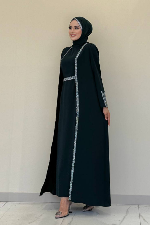 بدلة رسمية مطرزة بأحجار كريمة 3838 زمردي - 3