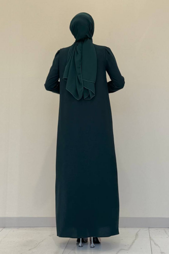 Stone Embroidered Detailed Vest Dress Suit 3838 Emerald - 2