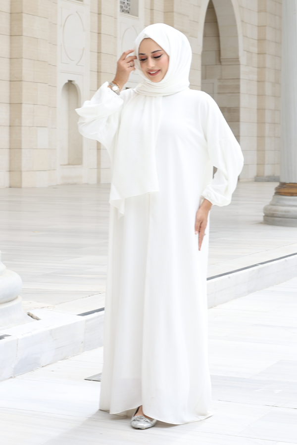 Şallı Namaz Elbisesi 3857 Ekru - 2