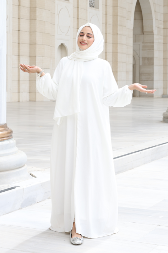 Şallı Namaz Elbisesi 3857 Ekru - 3