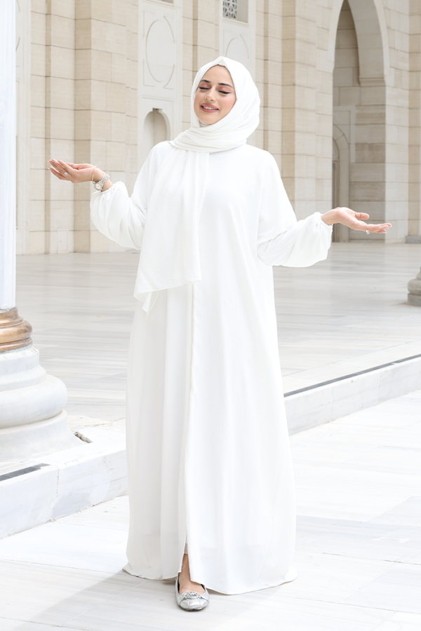 Şallı Namaz Elbisesi 3857 Ekru - 3