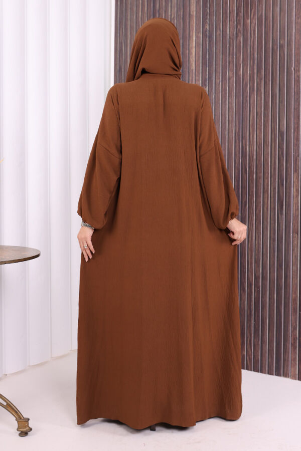 Şallı Namaz Elbisesi 3857 Kahverengi - 5