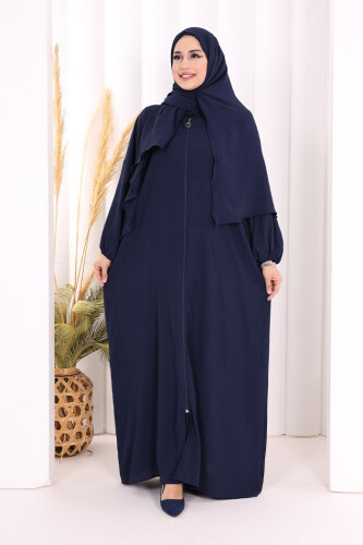 Şallı Namaz Elbisesi 3857 Lacivert - 1