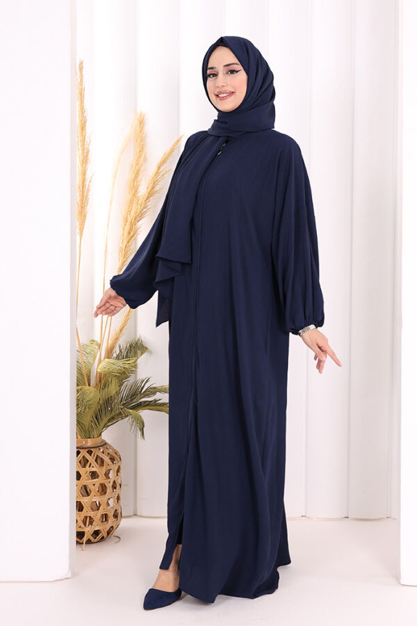 Şallı Namaz Elbisesi 3857 Lacivert - 3