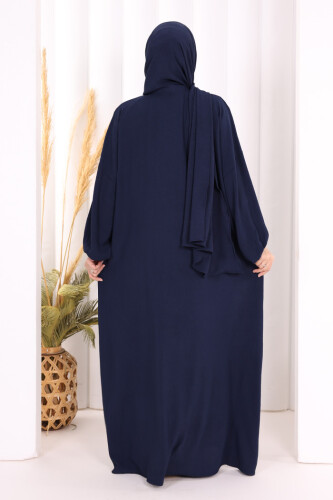Şallı Namaz Elbisesi 3857 Lacivert - 4