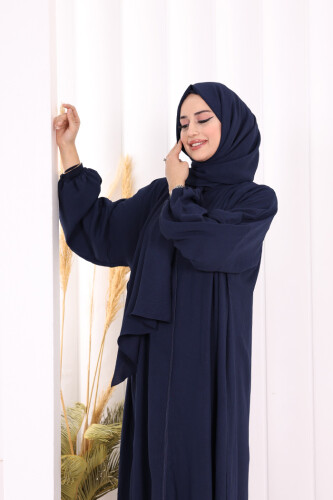 Şallı Namaz Elbisesi 3857 Lacivert - 5