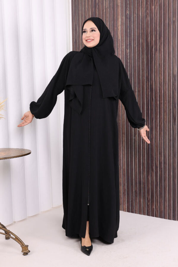 Şallı Namaz Elbisesi 3857 Siyah - 4