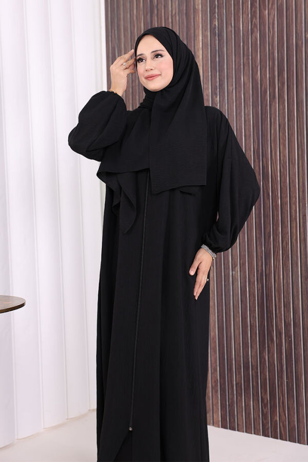 Şallı Namaz Elbisesi 3857 Siyah - 5
