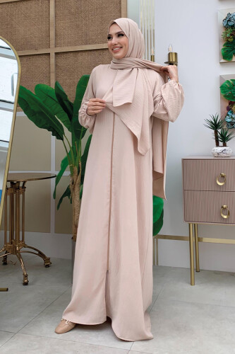 Şallı Namaz Elbisesi 3857 Taş - Bym Fashion
