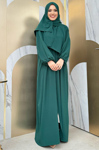 Şallı Namaz Elbisesi 3857 Zümrüt - Bym Fashion