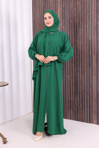 Şallı Namaz Elbisesi 3857 Zümrüt - Bym Fashion