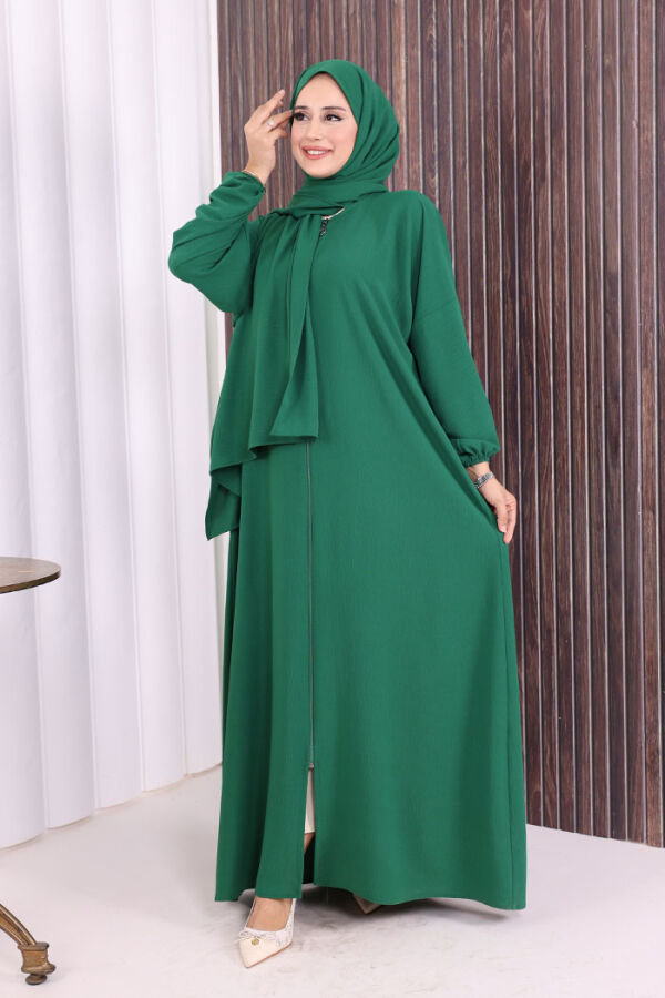 Şallı Namaz Elbisesi 3857 Zümrüt - 2