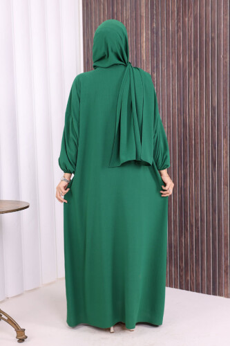 Şallı Namaz Elbisesi 3857 Zümrüt - 4
