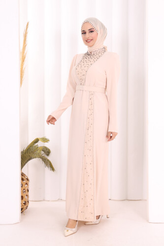 Taşlı Krep Dantel Elbise 3870 Taş - 2