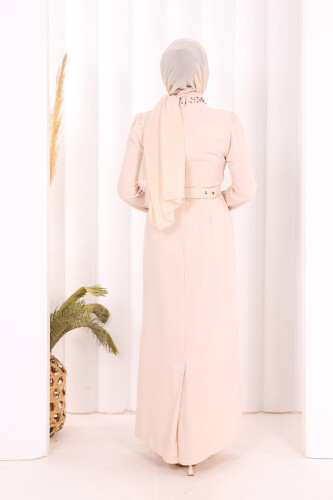 Taşlı Krep Dantel Elbise 3870 Taş - 4