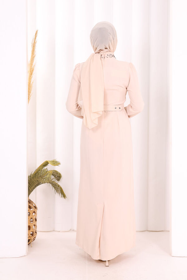 Taşlı Krep Dantel Elbise 3870 Taş - 4