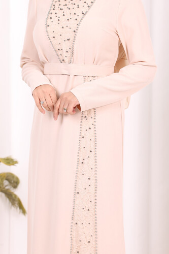 Taşlı Krep Dantel Elbise 3870 Taş - 6