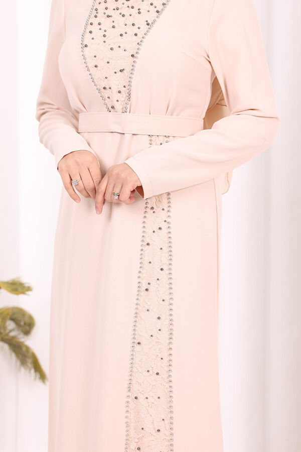Taşlı Krep Dantel Elbise 3870 Taş - 6
